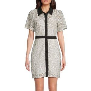 Sam Edelman Stunning Black & White Short Sleeved Lace Minidress NWT 8